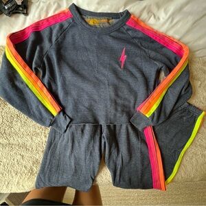 Aviator Nation Crop Sweatshirt and Sweatpant Set